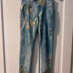 Old Navy Blue and Gold High-Waisted Leggings